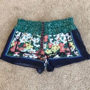 Hei Hei for Anthropologie medium green printed floral shorts.